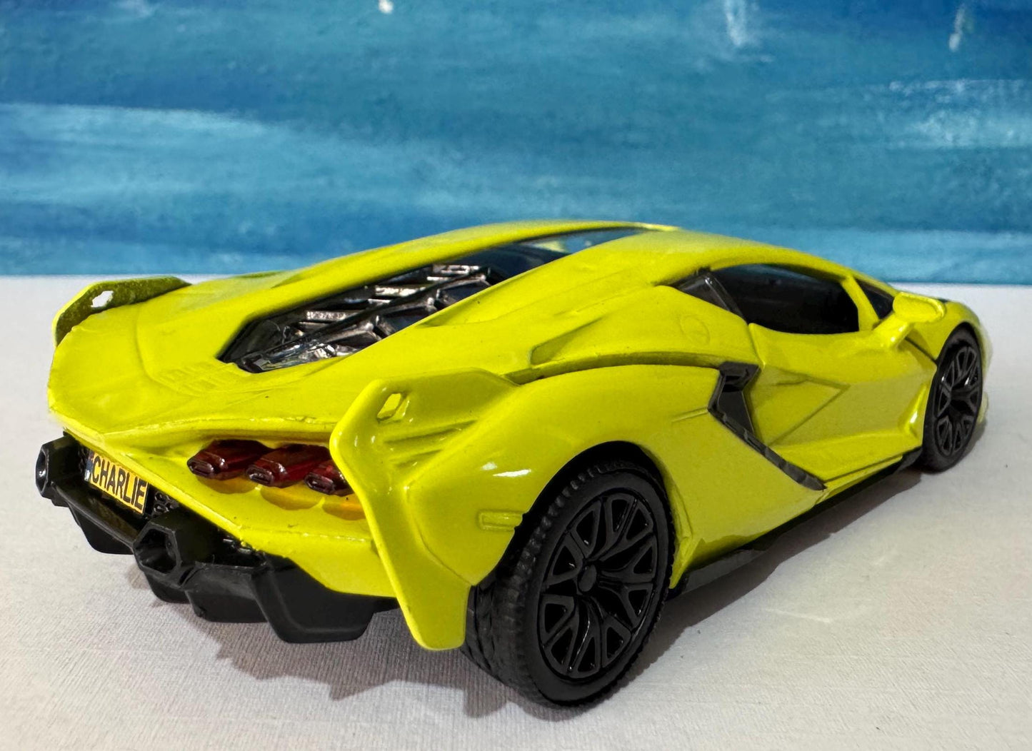 Neon Yellow Lamborghini Sian FKP 37 Licensed Model Car, Personalised Plate, Gift for Boy, Girl, Dad, Mom, Grandad Birthday, Easter gift Box