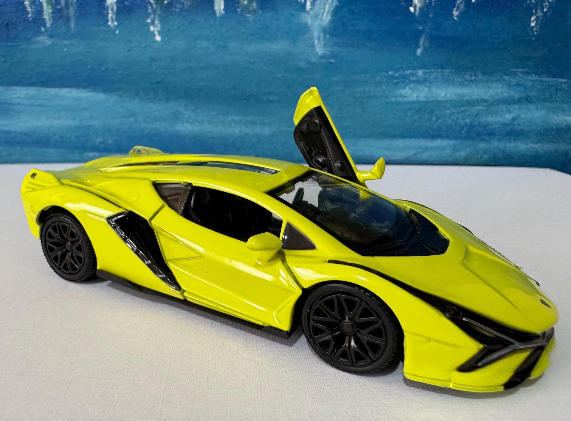 Neon Yellow Lamborghini Sian FKP 37 Licensed Model Car, Personalised Plate, Gift for Boy, Girl, Dad, Mom, Grandad Birthday, Easter gift Box