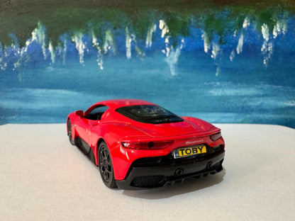 Personalise Maserati MC20 Red Licensed Scale Diecast Model Car – Metal Collectible – Gift Boxed, Supercar Replica for Adults & Collectors