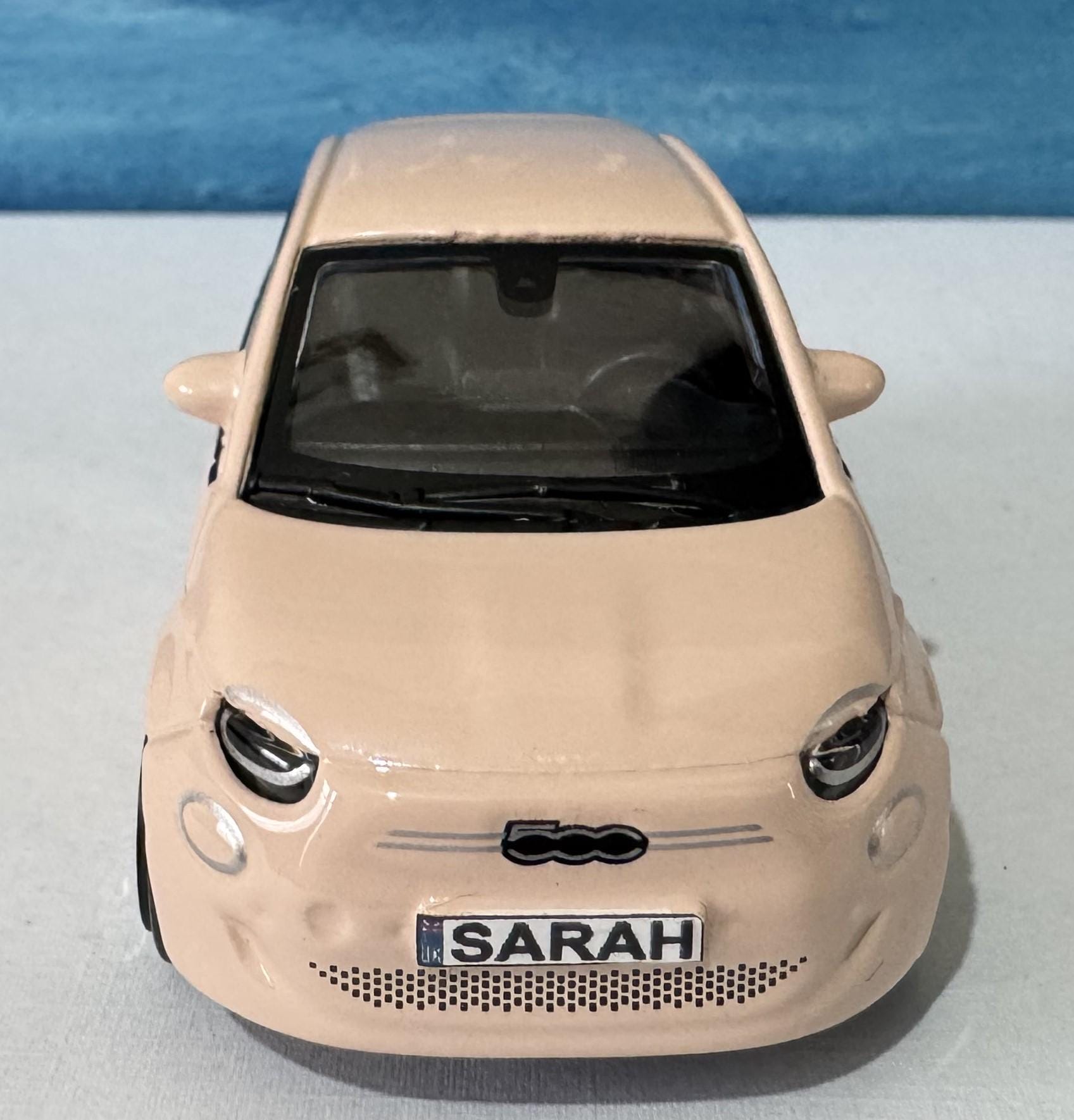 Personalised Plate Light Rose/Pinl FIAT 500e Toy Car - 1:43 Scale Model-Gift for Boy, Girl, Dad, Mom, Uncle, Grandad - Birthday Gift Boxed