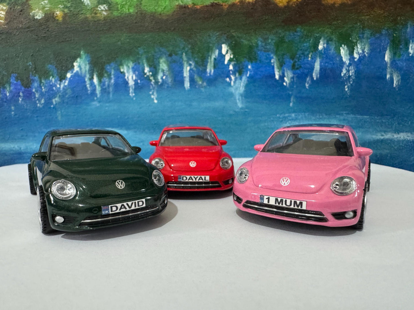 Personalised VW Volkswagen Beetle Toy Car, 1:43 Scale Model–Gift for Boy, Girl, Dad, Mom, Grandad, Birthday - Easter gift, 4 Colours, Boxed