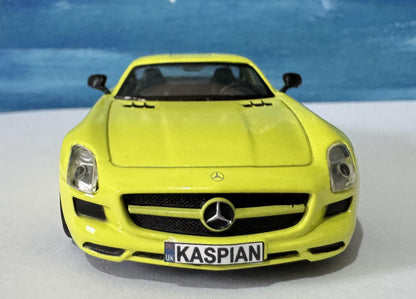 Custom Name Plate Mercedes-Benz SLS AMG Model Car – 1:43 Scale – Personalised Plates – Gift for Him, Kids, Car Enthusiast – Solido – Boxed