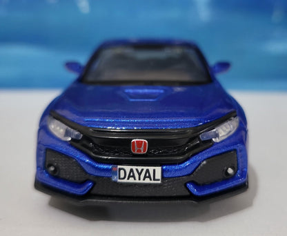 New Honda TYPE R Hatchback Model car| personalised name plate diecast car | scale model car | collectible | gifts for him | car enthusiasts