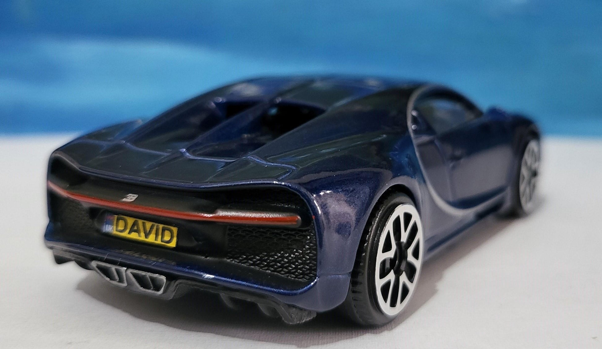Bugatti Chiron Blue 1:43 Scale Toy Car Model – Custom Plates – Gift for Boy, Girl, Dad, Mom, Uncle, Grandad – Birthday or Christmas Present