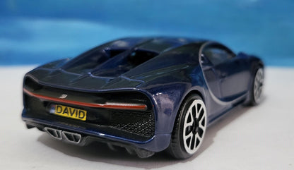 Bugatti Chiron Blue 1:43 Scale Toy Car Model – Custom Plates – Gift for Boy, Girl, Dad, Mom, Uncle, Grandad – Birthday or Christmas Present