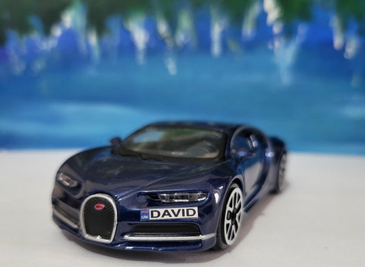 Bugatti Chiron Blue 1:43 Scale Toy Car Model – Custom Plates – Gift for Boy, Girl, Dad, Mom, Uncle, Grandad – Birthday or Christmas Present