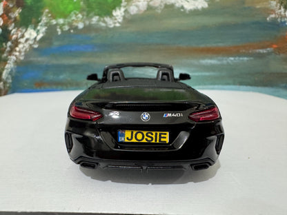 PERSONALISED PLATES Licensed Black BMW Z4 M40i Toy Car Model boy girl dad mom uncle grandad brother Easter birthday gift present New!