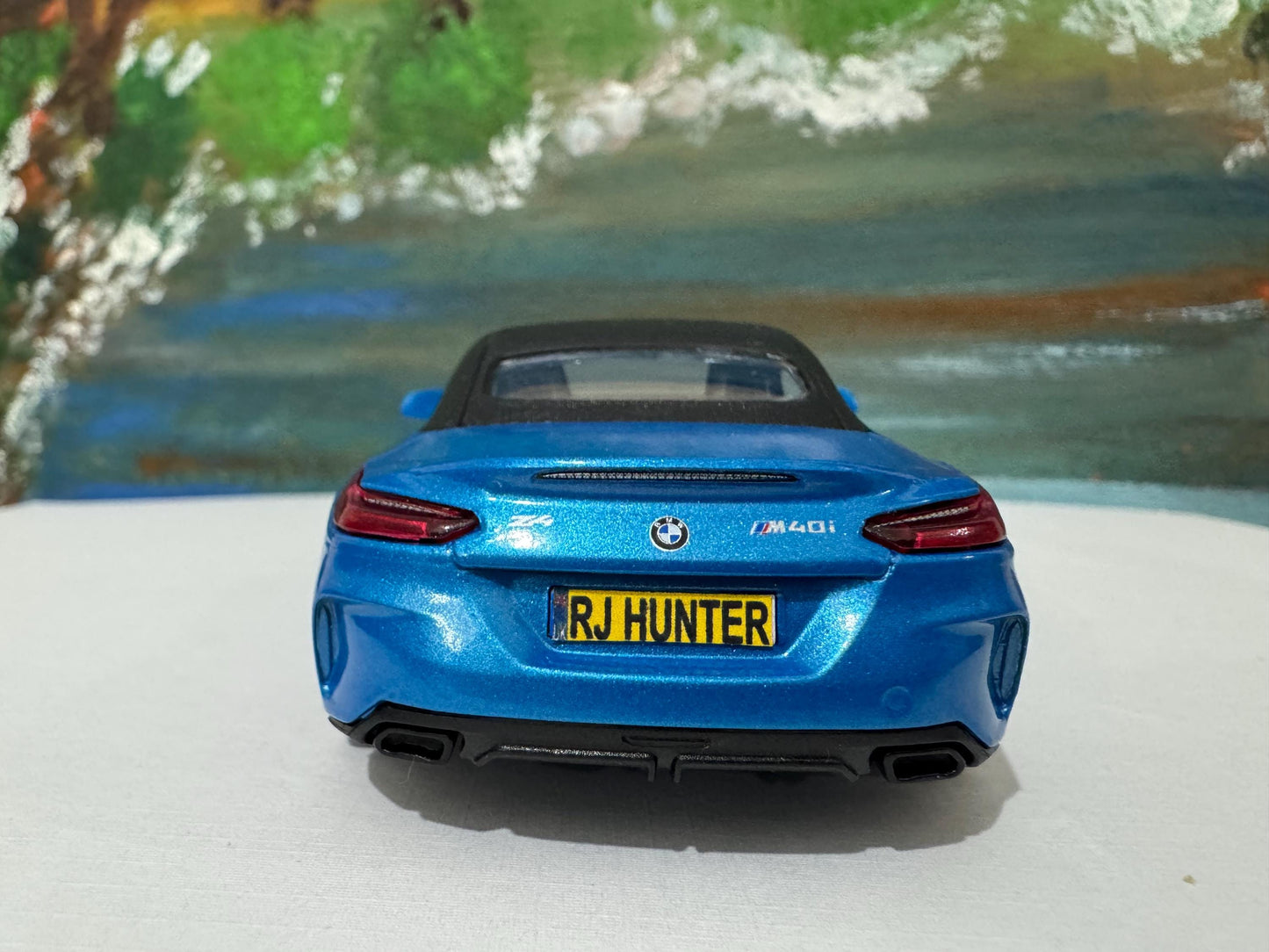 PERSONALISED PLATES Blue BMW Z4 M40i Toy Car Model boy girl dad mom uncle grandad brother Easter birthday gift present New!