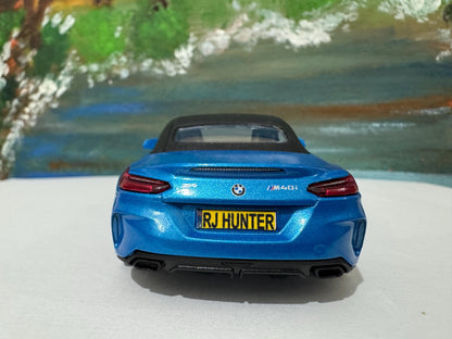 PERSONALISED PLATES Blue BMW Z4 M40i Toy Car Model boy girl dad mom uncle grandad brother Easter birthday gift present New!