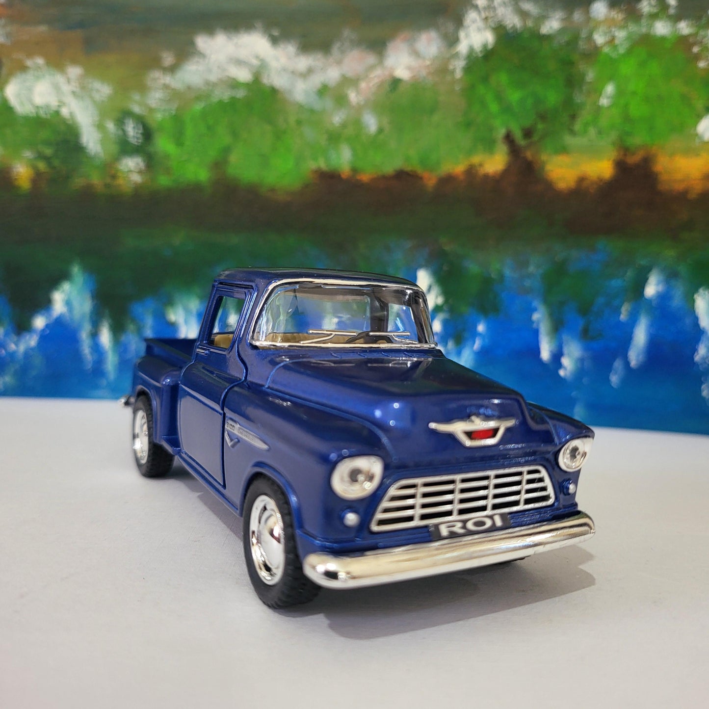 Personalized Name 1955 Chevy Stepside Pickup 1:32 Diecast – Kinsmart Licensed Pull-Back Toy – Gift Sleeve (4 Colors) – Custom Boy's Car Gift