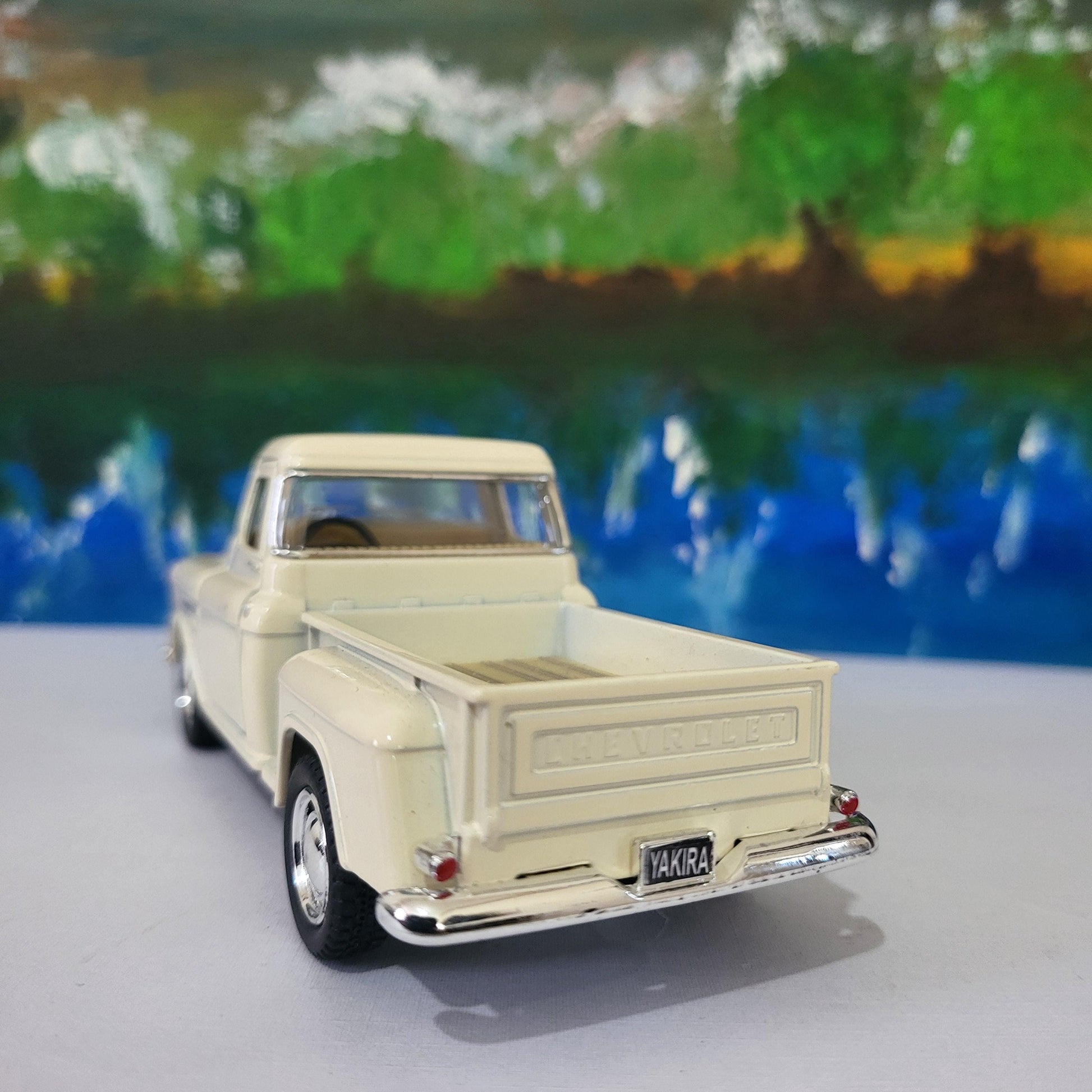 Personalized Name 1955 Chevy Stepside Pickup 1:32 Diecast – Kinsmart Licensed Pull-Back Toy – Gift Sleeve (4 Colors) – Custom Boy's Car Gift