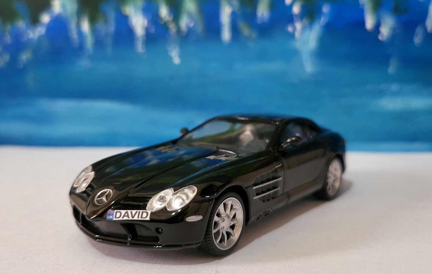 Personalized Name Plate for Mercedes McLaren SLR | 1:43 Black Diecast Model Car | Custom Miniature Toy | Perfect Gift for Collectors