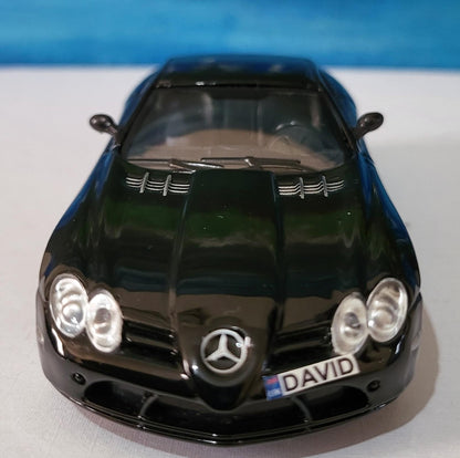 Personalized Name Plate for Mercedes McLaren SLR | 1:43 Black Diecast Model Car | Custom Miniature Toy | Perfect Gift for Collectors