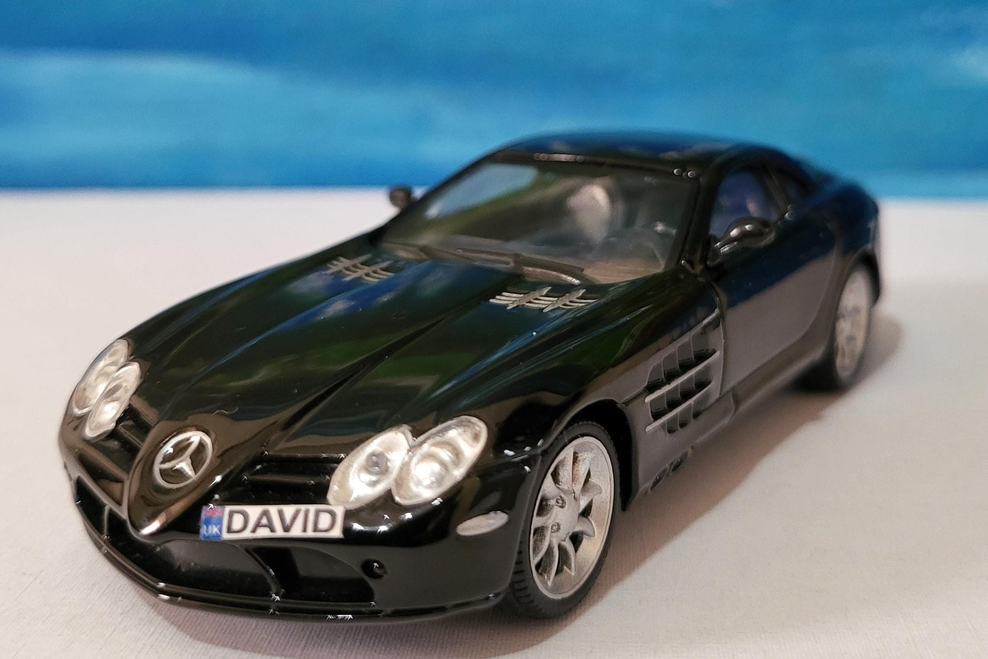 Personalized Name Plate for Mercedes McLaren SLR | 1:43 Black Diecast Model Car | Custom Miniature Toy | Perfect Gift for Collectors