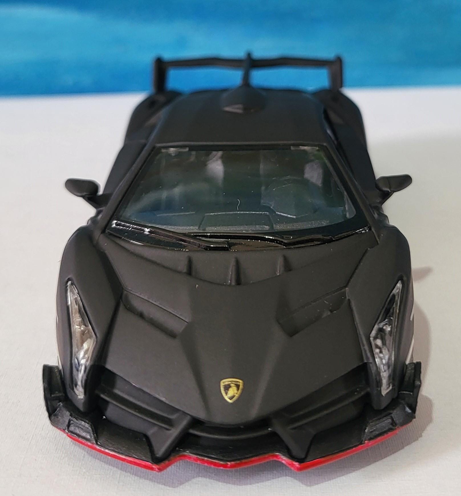 Personalized Name PlateLicense Lamborghini Veneno Toy Car, Pull Back Action 1:32 Scale Model Gift for Boys, Dad, Men - Includes Gift Sleeves