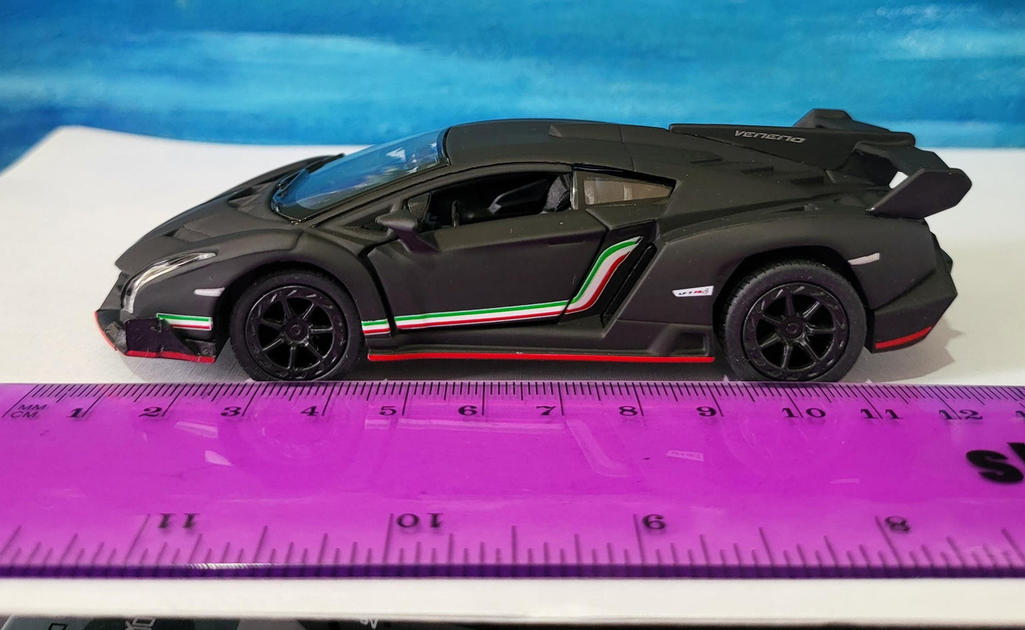 Personalized Name PlateLicense Lamborghini Veneno Toy Car, Pull Back Action 1:32 Scale Model Gift for Boys, Dad, Men - Includes Gift Sleeves