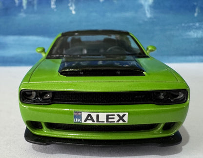Personalised Dodge Challenger SRT Demon 170 Name Plate - Custom 1:40 Scale Toy Car Gift for Kids Birthday Boys, Girls, Siblings - Sleeves