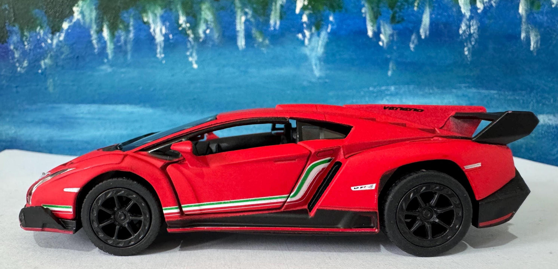 Personalized Name PlateLicense Lamborghini Veneno Toy Car, Pull Back Action 1:32 Scale Model Gift for Boys, Dad, Men - Includes Gift Sleeves