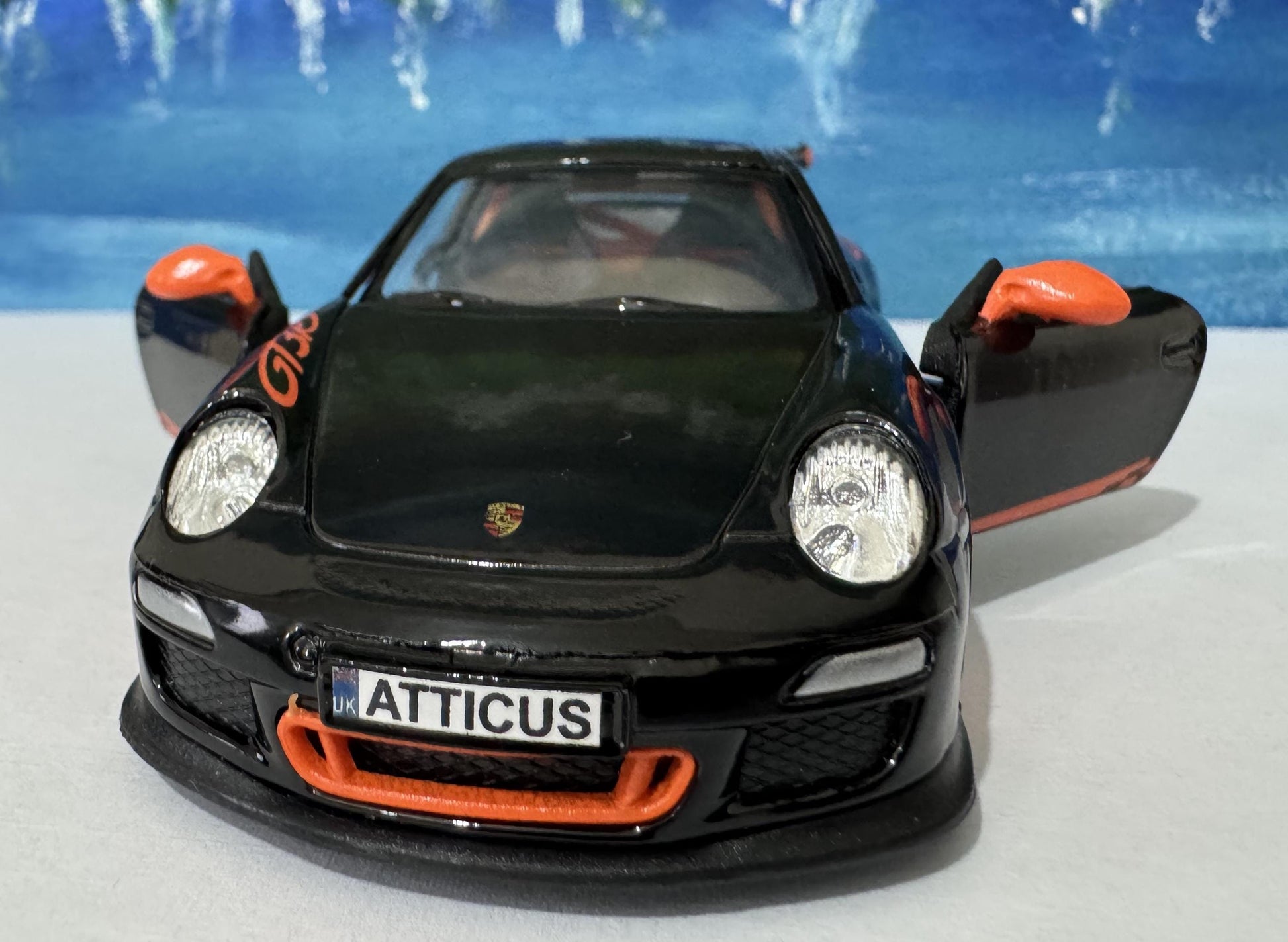 PERSONALISED PLATES Porsche GT3 RS Model Car boy girl dad mom uncle grandad brother birthday fathers day gift present - Black Gift Sleeves