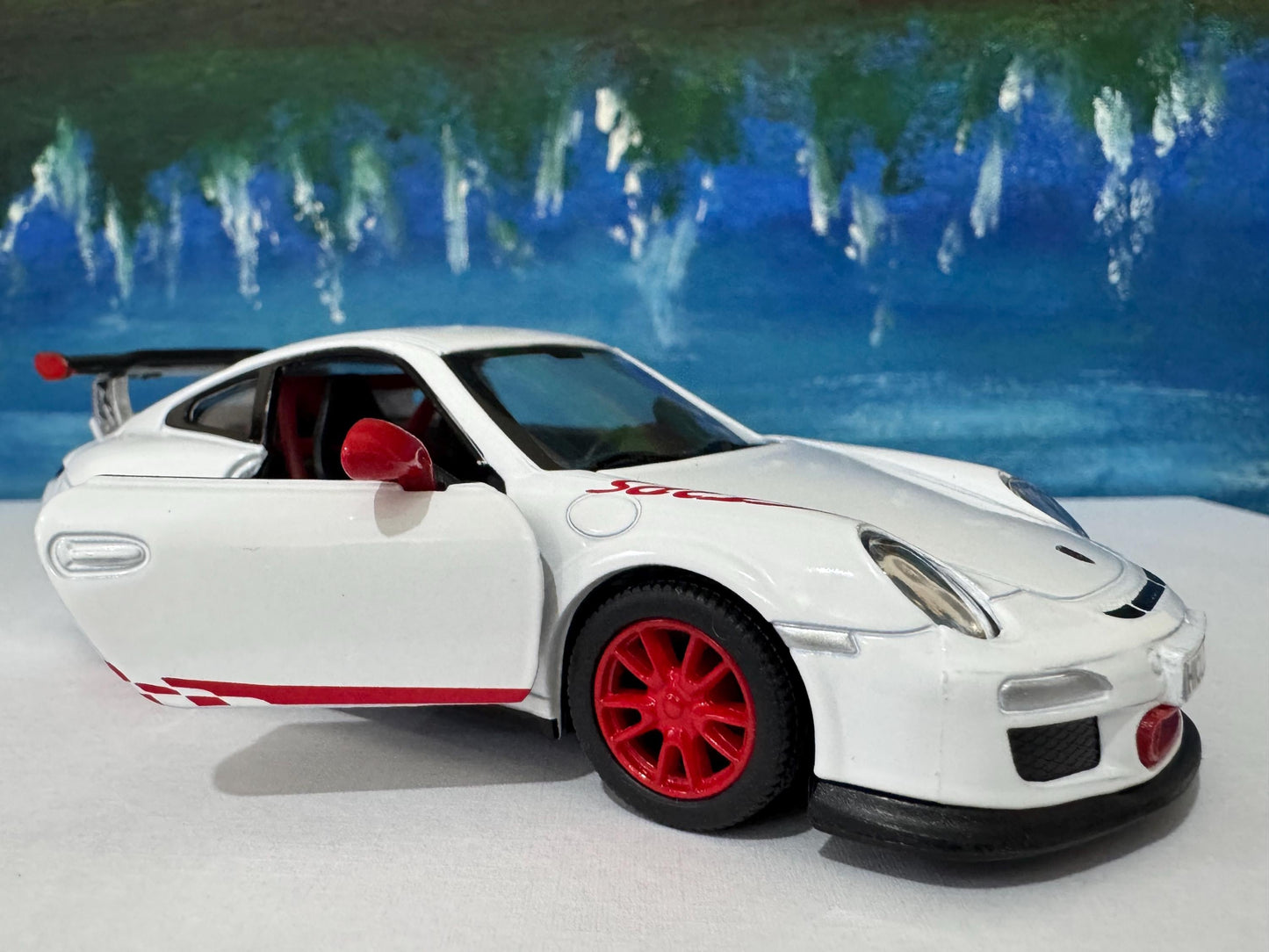 White Porsche GT3 RS Model Car ANY NAME boy girl husband wife uncle cousin, nephew, niece brother wedding gift cake toppers - Sleeves