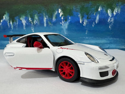 White Porsche GT3 RS Model Car ANY NAME boy girl husband wife uncle cousin, nephew, niece brother wedding gift cake toppers - Sleeves