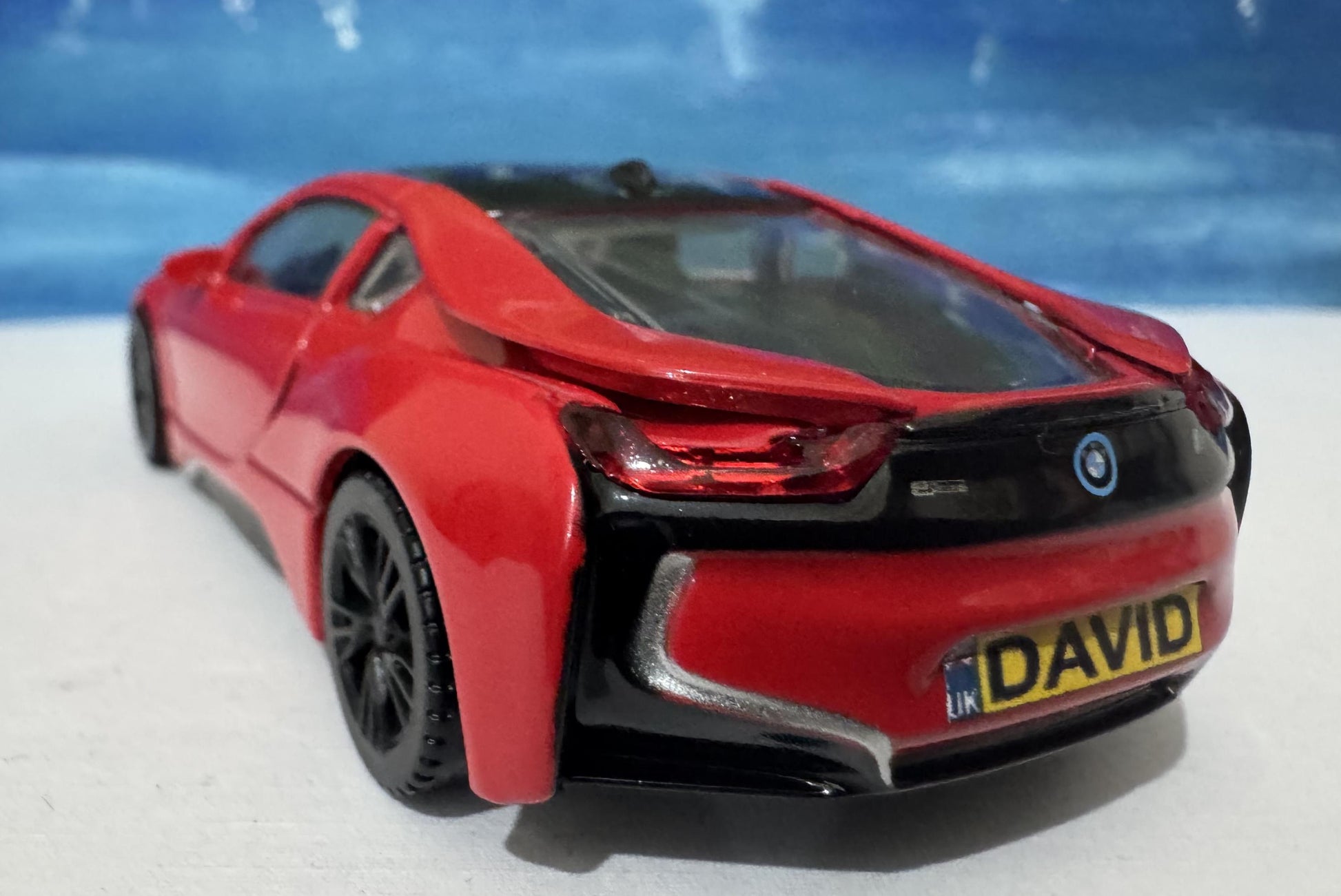 Personalized BMW i8 Model Car - 1:43 Scale Red Diecast Toy - Germany Sports Car by Rastar - Custom Name Gift for Kids & Adults New Boxed