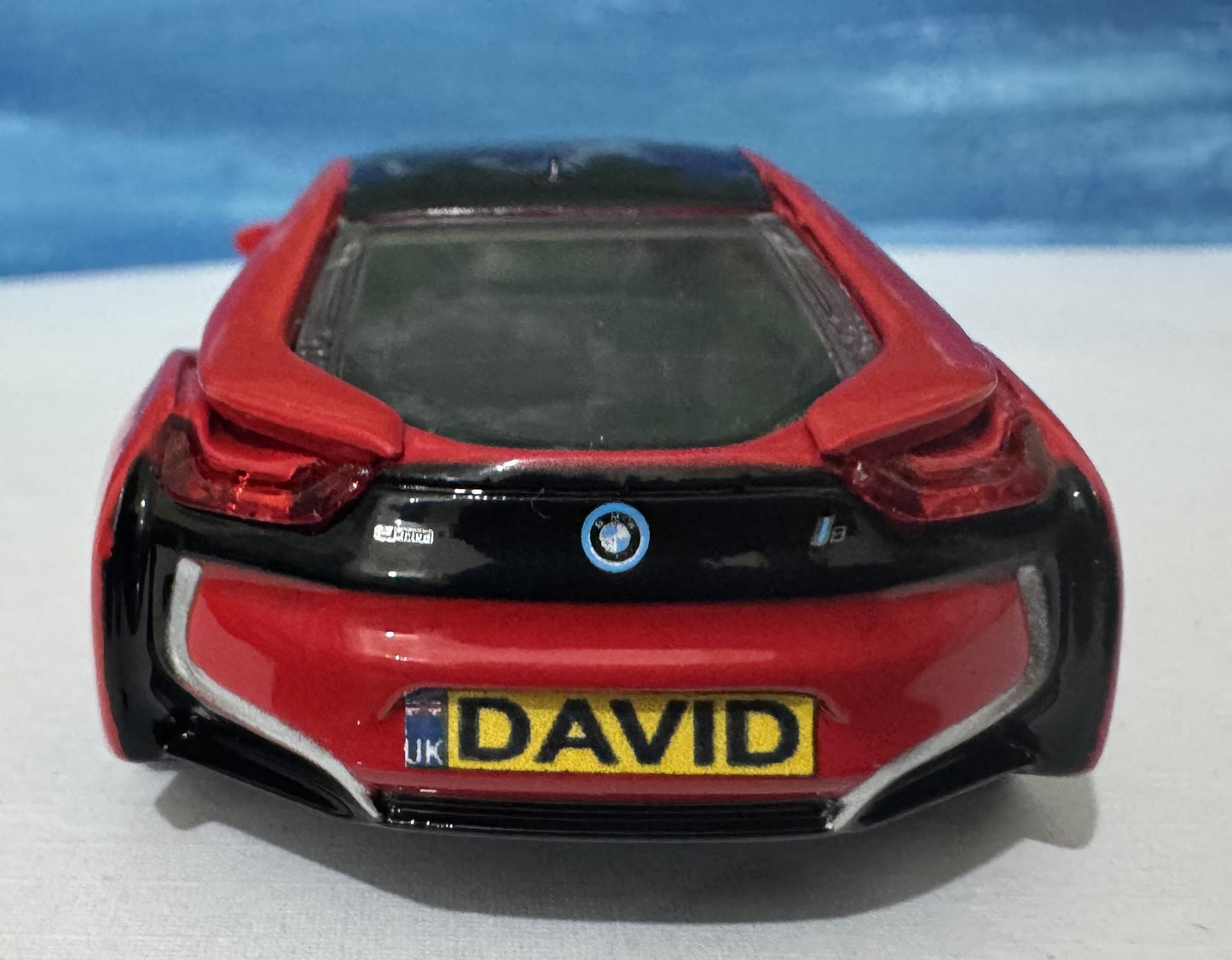 Personalized BMW i8 Model Car - 1:43 Scale Red Diecast Toy - Germany Sports Car by Rastar - Custom Name Gift for Kids & Adults New Boxed