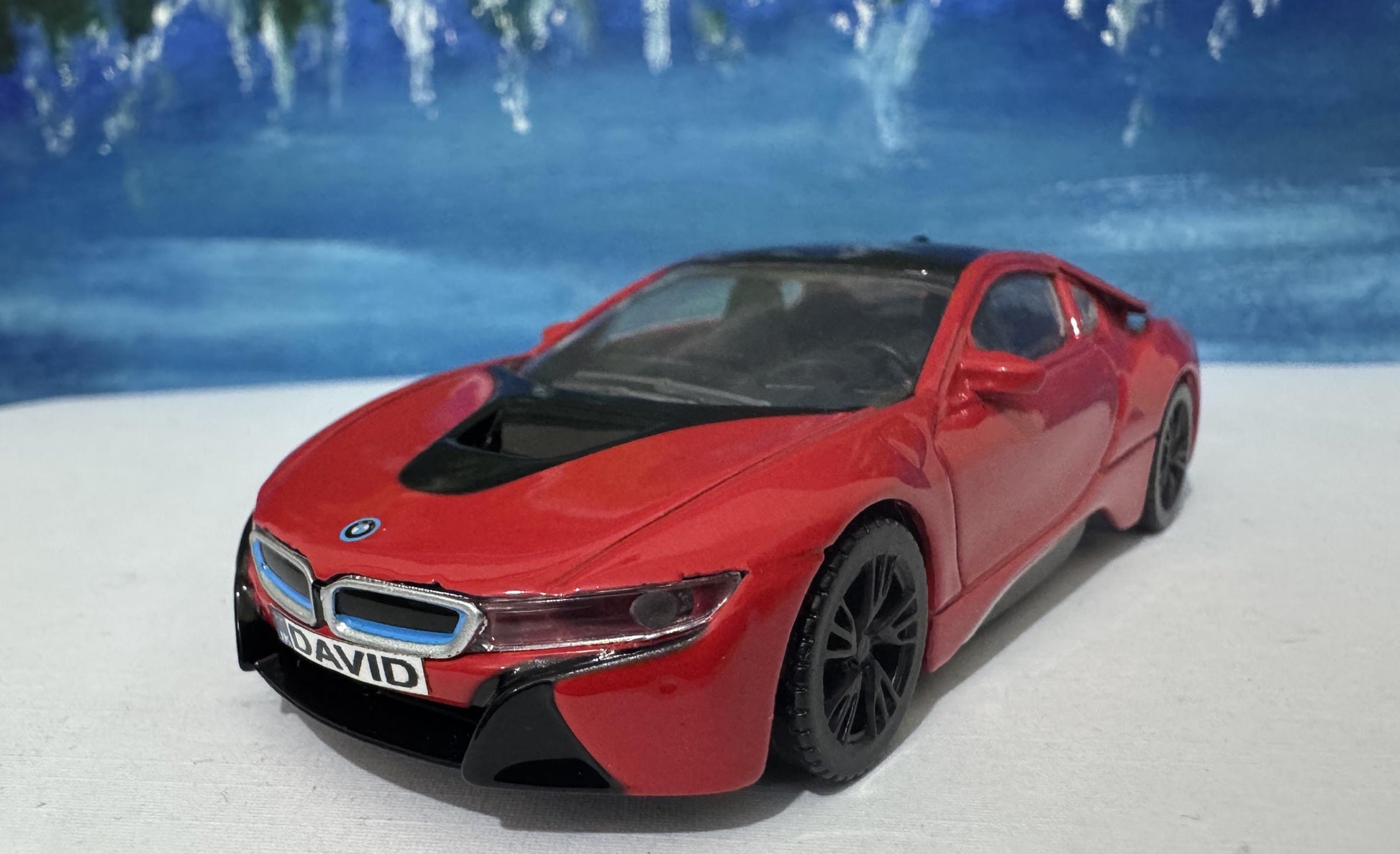 Personalized BMW i8 Model Car - 1:43 Scale Red Diecast Toy - Germany Sports Car by Rastar - Custom Name Gift for Kids & Adults New Boxed