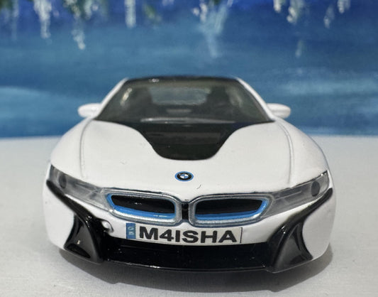 Custom Name BMW i8 Diecast Car Model - 1:43 Scale Blac Germany Sports Toy - Rastar Collectible - Unique Gift for Car Enthusiasts Boxed