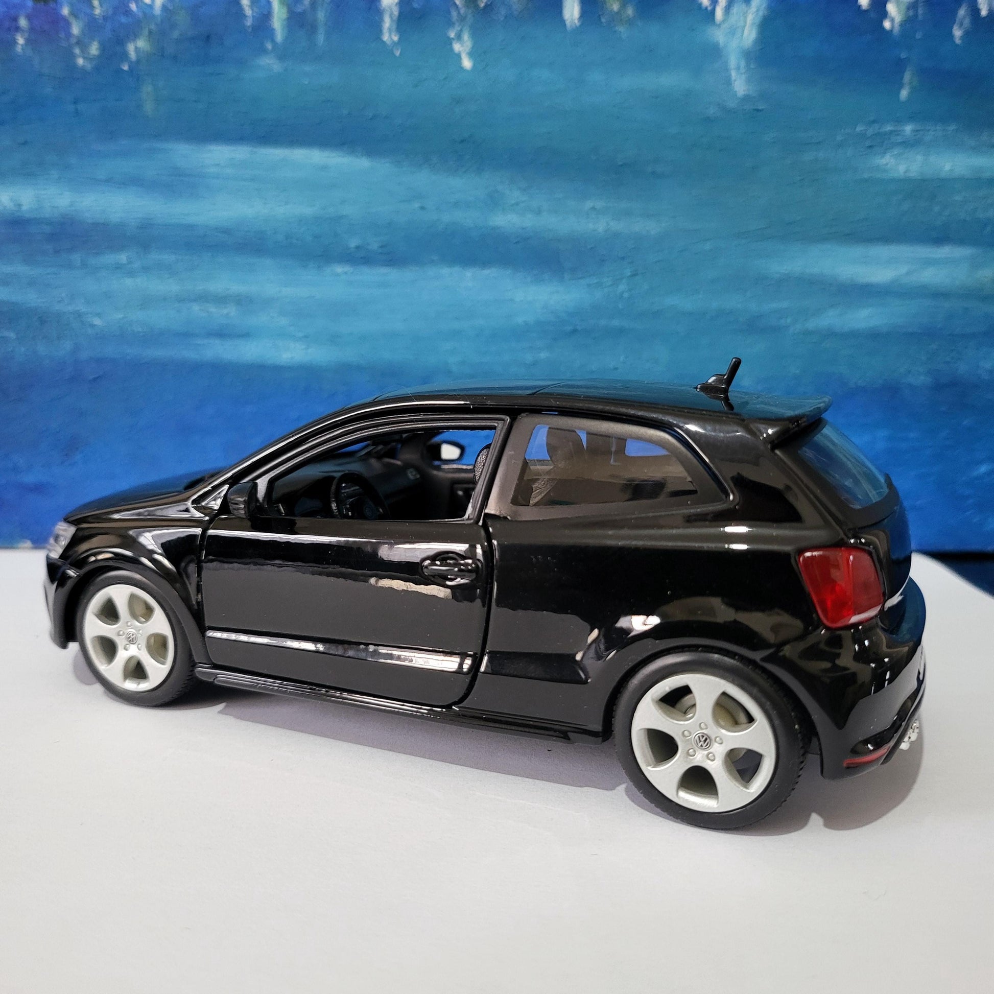 PERSONALISED PLATES name VW Polo Golf Gti Toy Car Model boy girl dad mom uncle grandad brother Birthday gift Boxed Large 1:24 scale