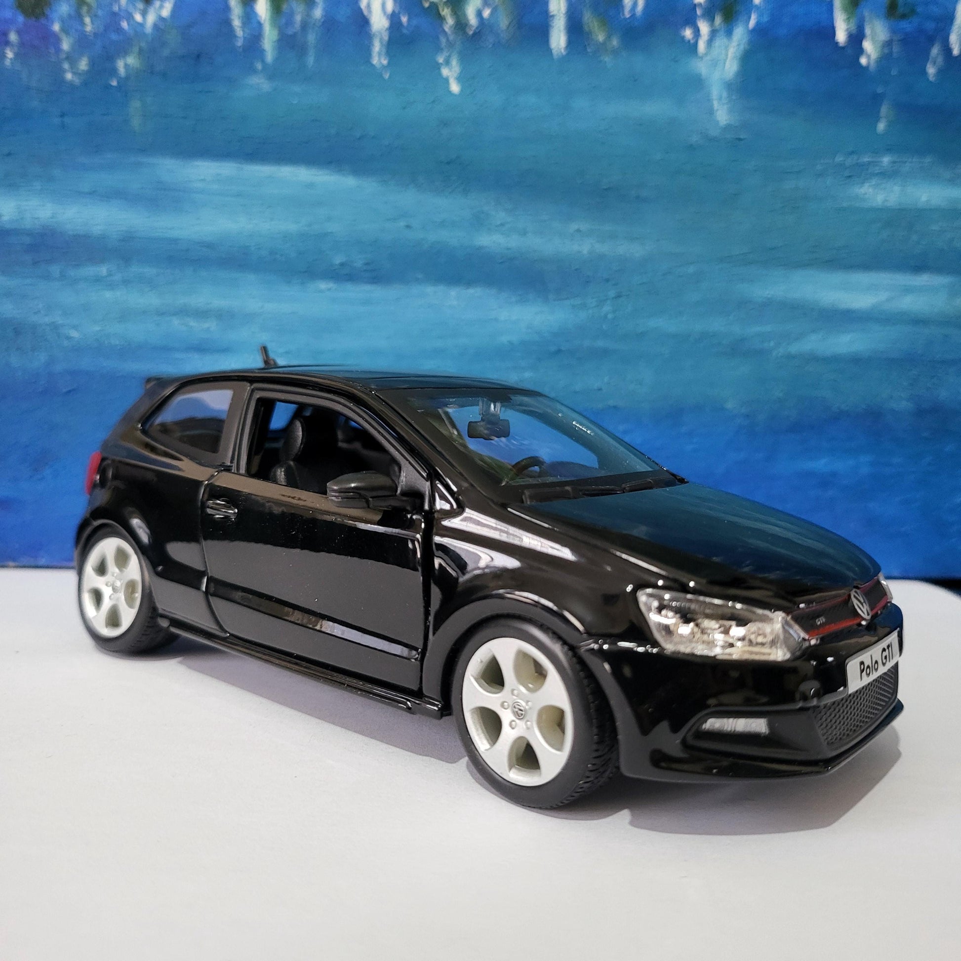 PERSONALISED PLATES name VW Polo Golf Gti Toy Car Model boy girl dad mom uncle grandad brother Birthday gift Boxed Large 1:24 scale
