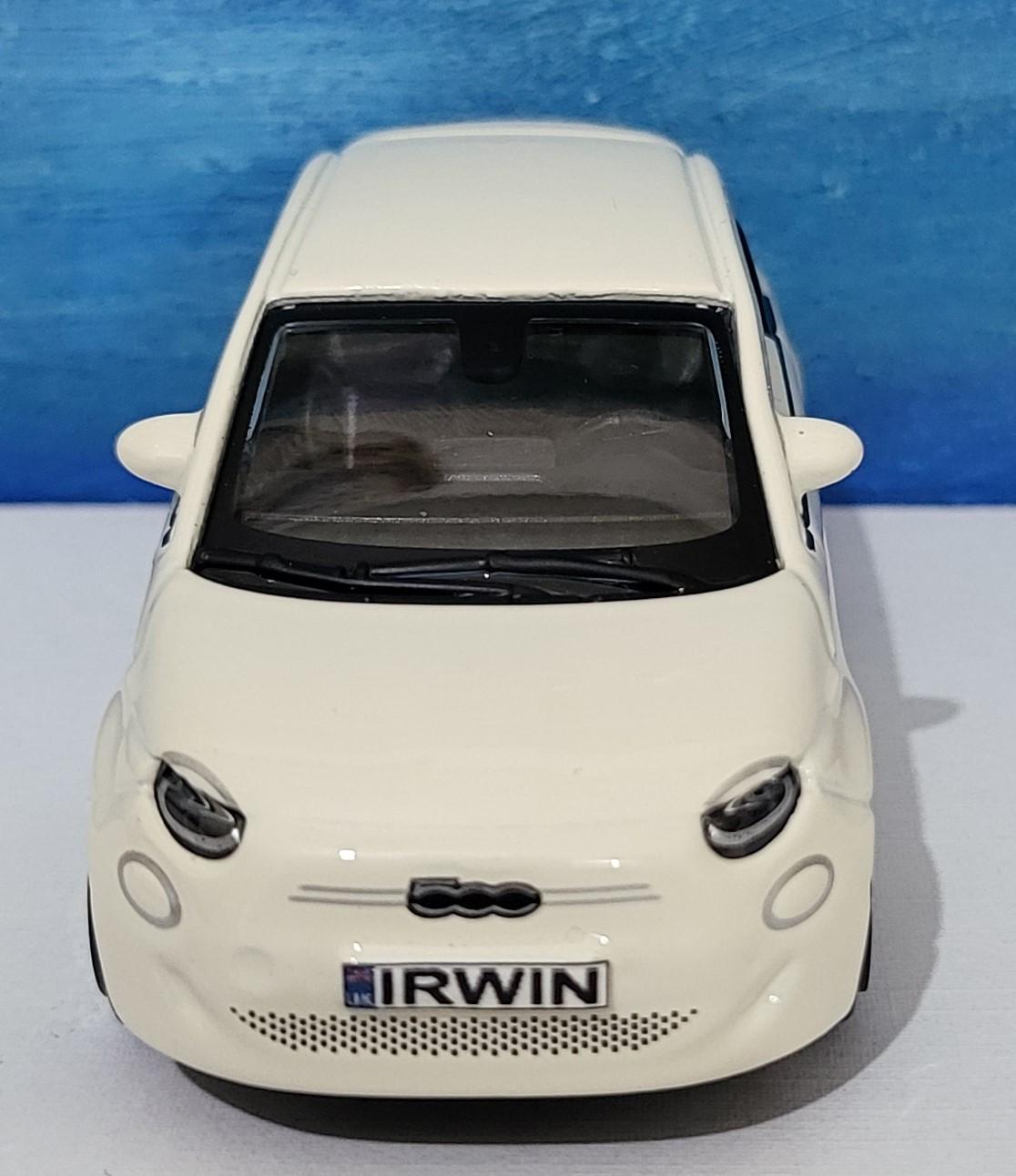 Personalised Plate FIAT 500e Toy Car - 1:43 Scale Model-Gift for Boy, Girl, Dad, Mom, Uncle, Ant, Grandad - Birthday, White - New Boxed