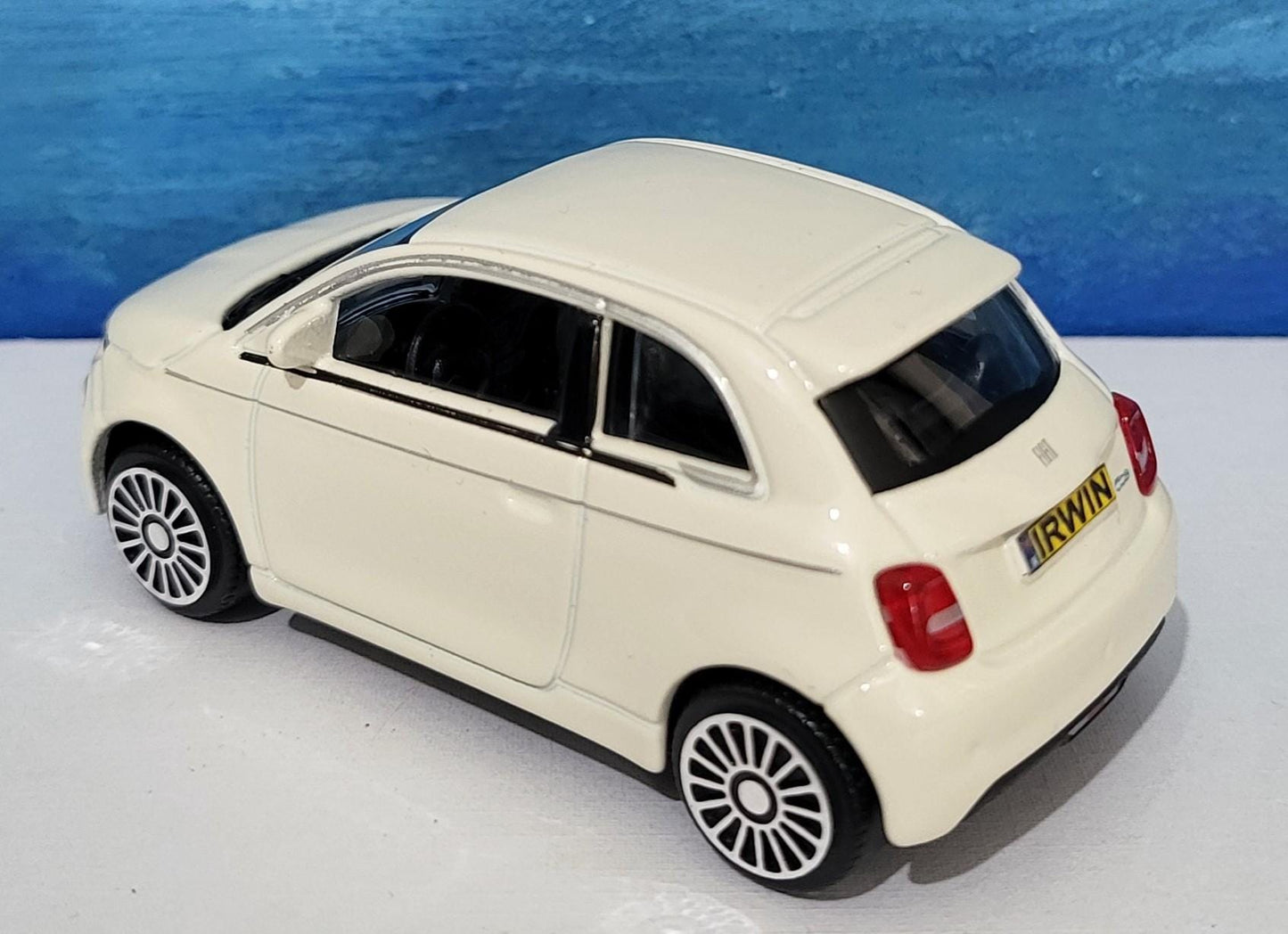 Personalised Plate FIAT 500e Toy Car - 1:43 Scale Model-Gift for Boy, Girl, Dad, Mom, Uncle, Ant, Grandad - Birthday, White - New Boxed