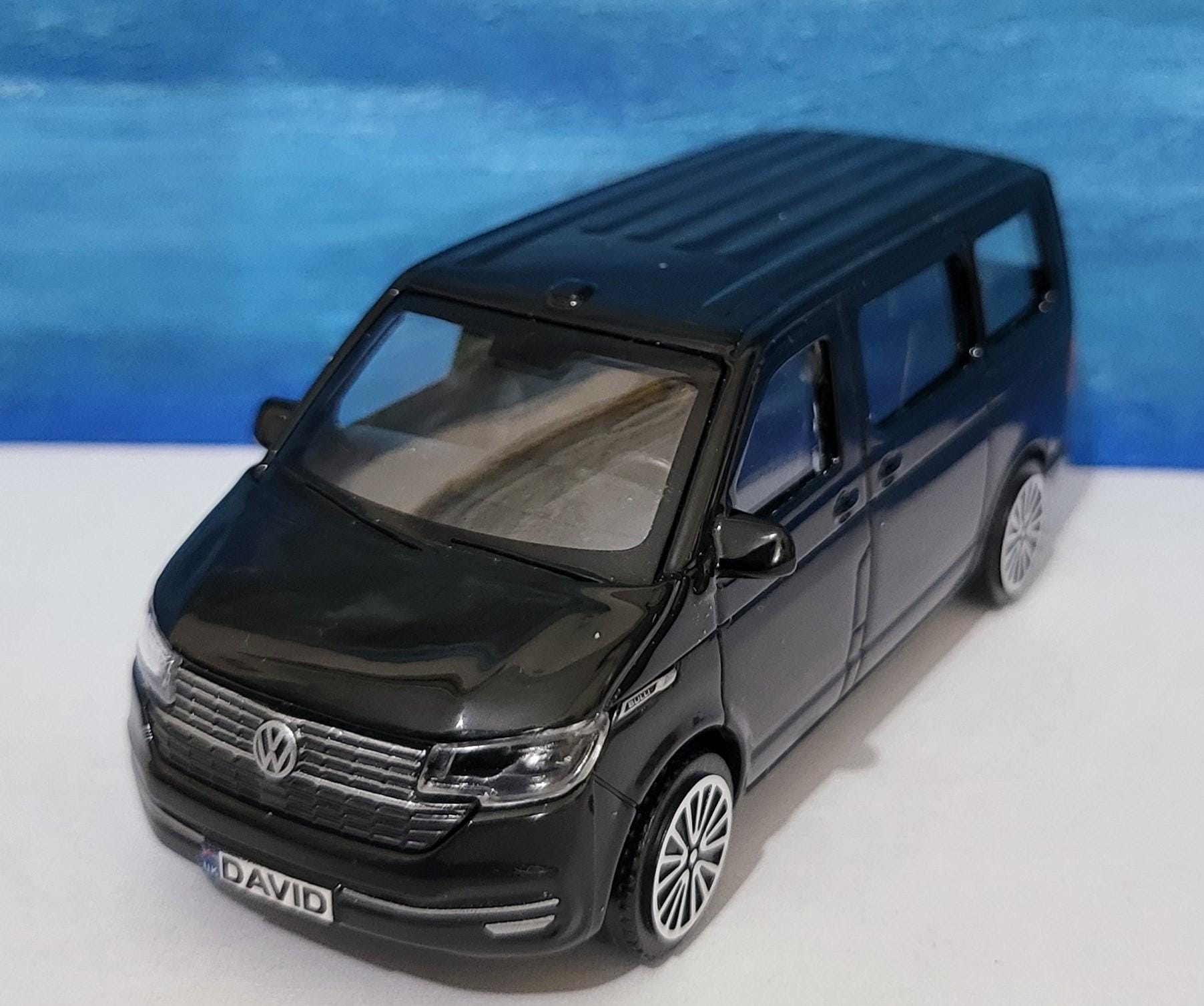 VW T6.1 Transporter Crew van Toy Car PERSONALISED PLATES 1:43 scale Model boy girl dad mom uncle grandad brother Birthday Easter gift Boxed