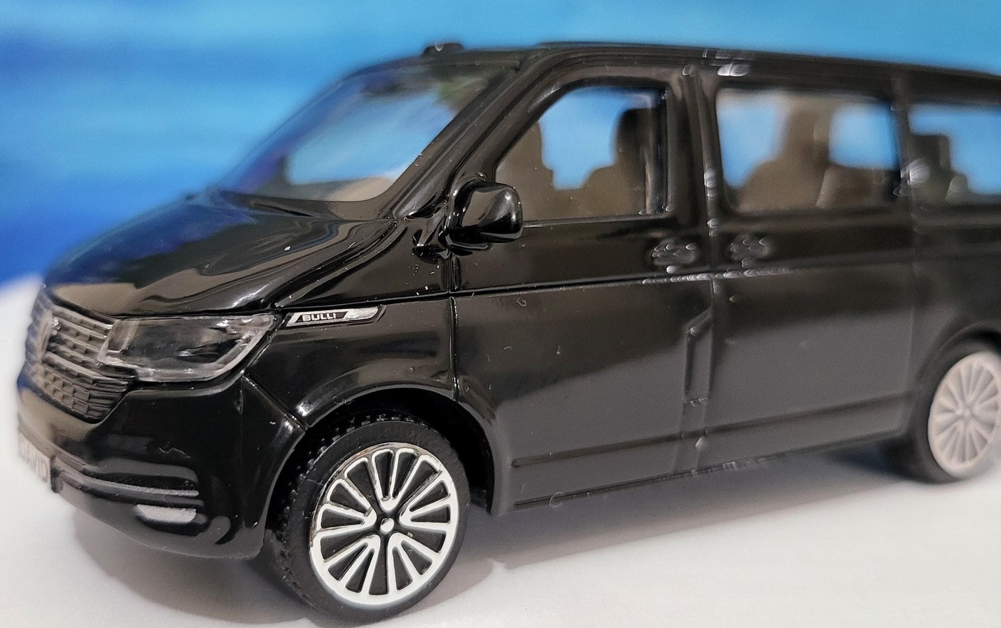 VW T6.1 Transporter Crew van Toy Car PERSONALISED PLATES 1:43 scale Model boy girl dad mom uncle grandad brother Birthday Easter gift Boxed