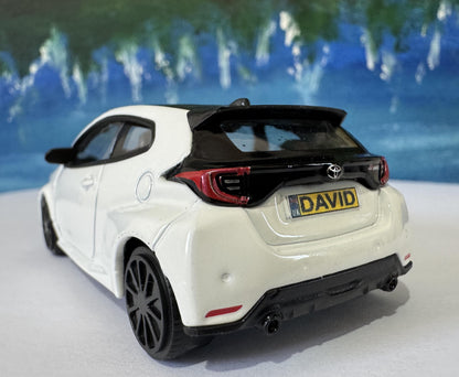 Toyota Yaris GR 1:43 Scale Model Car - Custom Name Plate | Personalized Gift for Dad, Mom, Kids, boy | Birthday, Christmas Present Boxed