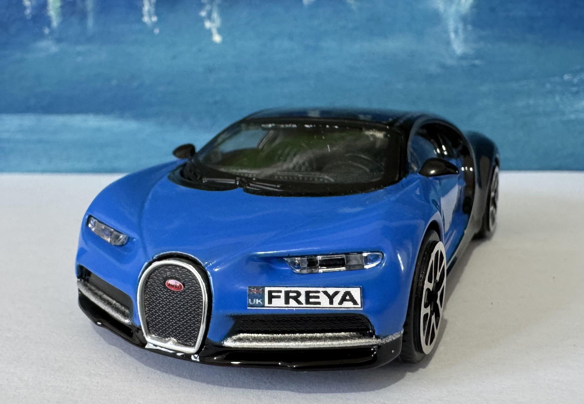 Bugatti Chiron Blue 1:43 Scale Toy Car Model – Custom Plates – Gift for Boy, Girl, Dad, Mom, Uncle, Grandad – Birthday or Christmas Present