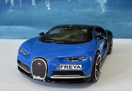 Bugatti Chiron Blue 1:43 Scale Toy Car Model – Custom Plates – Gift for Boy, Girl, Dad, Mom, Uncle, Grandad – Birthday or Christmas Present