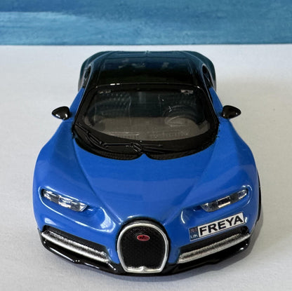 Bugatti Chiron Blue 1:43 Scale Toy Car Model – Custom Plates – Gift for Boy, Girl, Dad, Mom, Uncle, Grandad – Birthday or Christmas Present