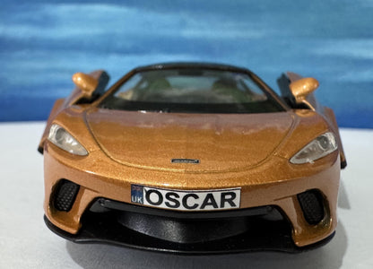 PERSONALISED PLATES McLaren GT toy Car Model boy girl dad mom uncle grandad husband wife brother birthday Easter gift present Boxed Bronze
