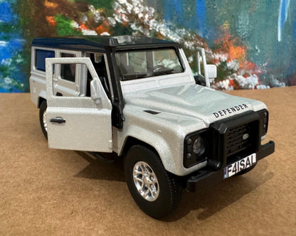 PERSONALISED PLATES Landrover Defender Toy Car Model boy girl dad mom uncle grandad brother birthday cake topper gift present NEW Boxed