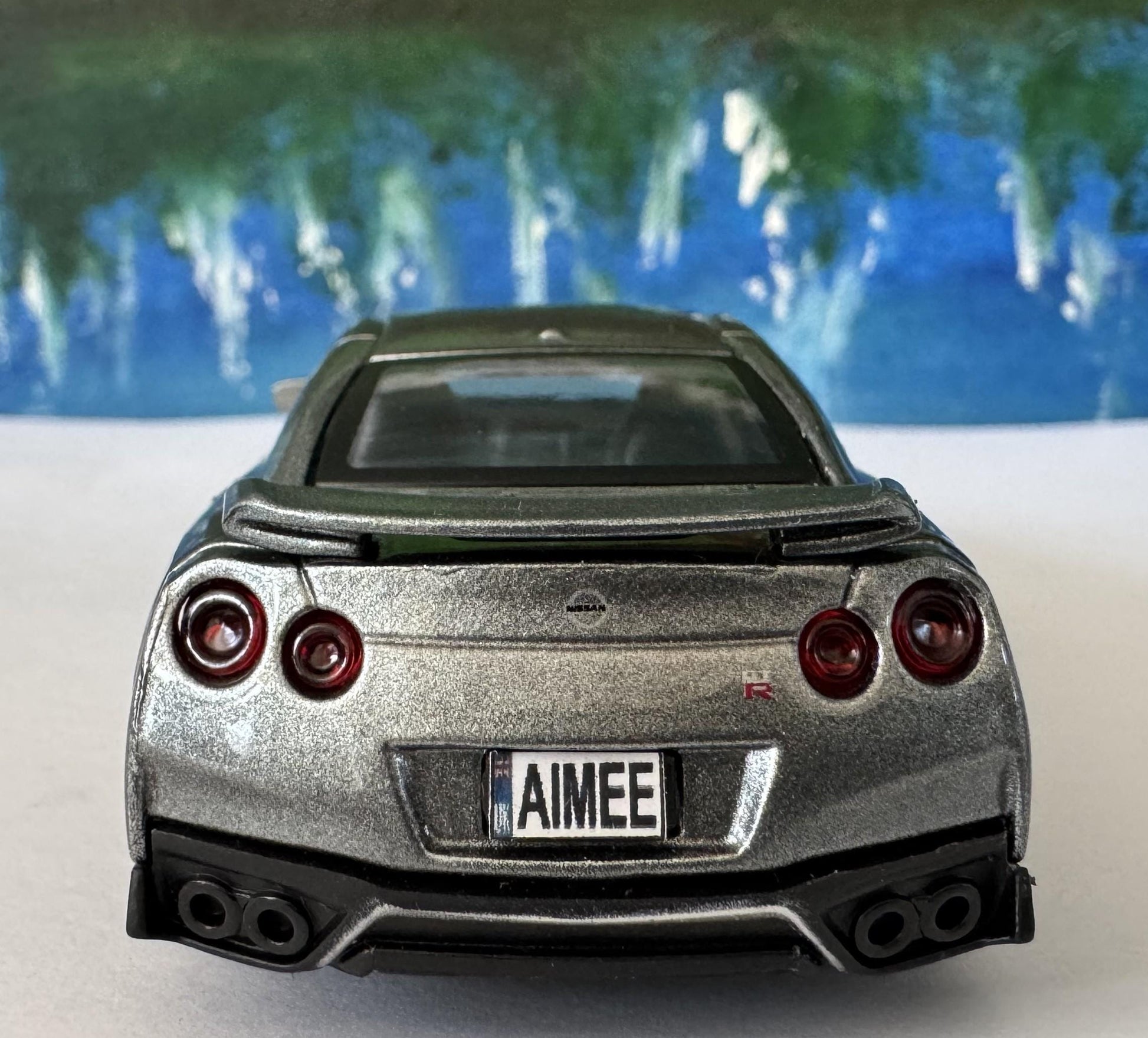 Personalized Name Plate Nissan GT-R 2017 Grey 1:43 Diecast Car Gift for Boy Girl Dad Mom Uncle – Boxed Model Collectible Display