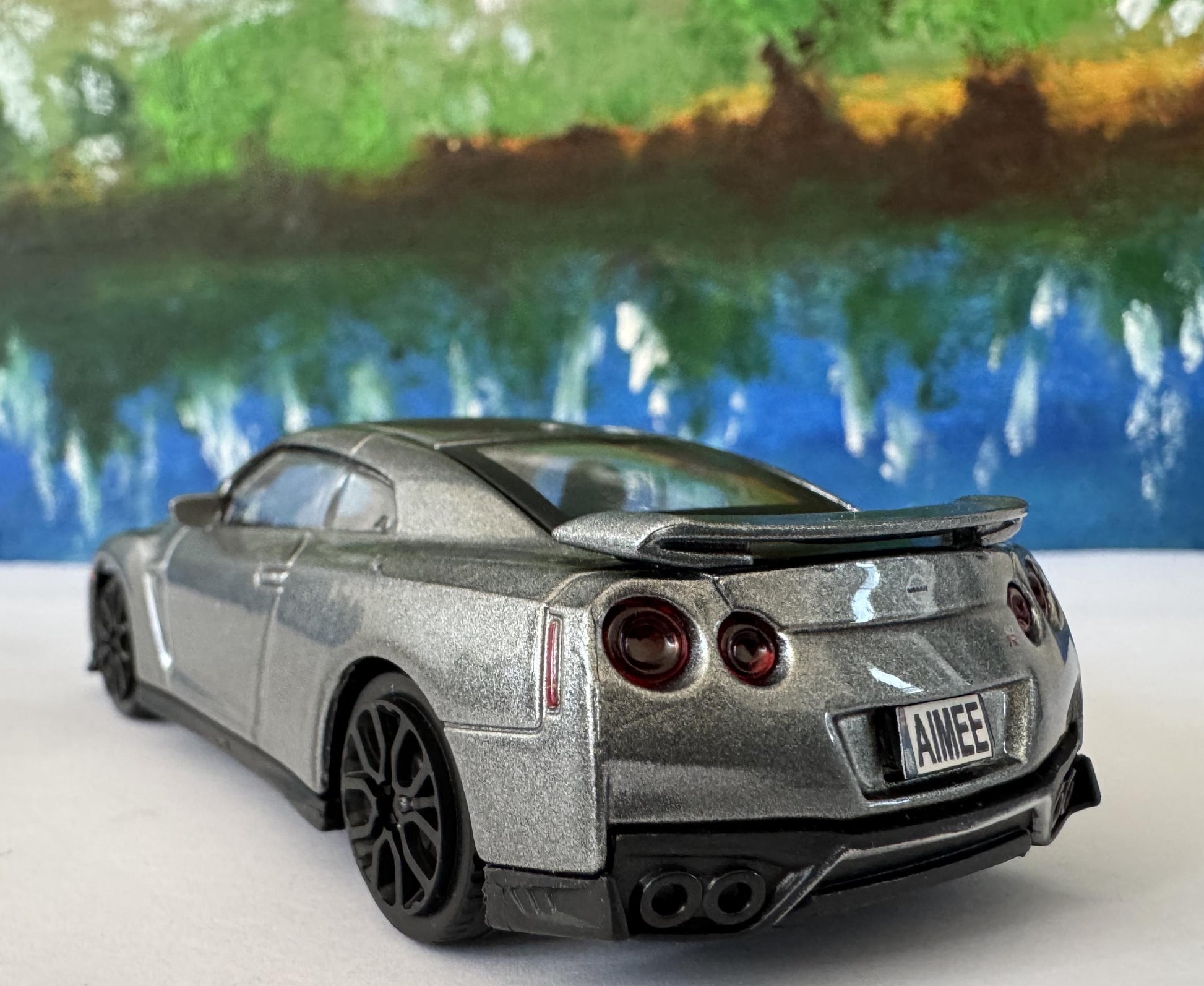 Personalized Name Plate Nissan GT-R 2017 Grey 1:43 Diecast Car Gift for Boy Girl Dad Mom Uncle – Boxed Model Collectible Display
