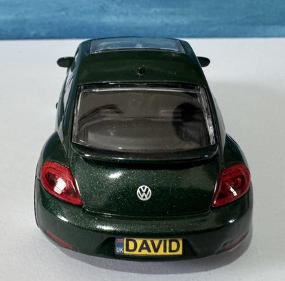 Personalised VW Volkswagen Beetle Toy Car, 1:43 Scale Model–Gift for Boy, Girl, Dad, Mom, Grandad, Birthday - Easter gift, 4 Colours, Boxed