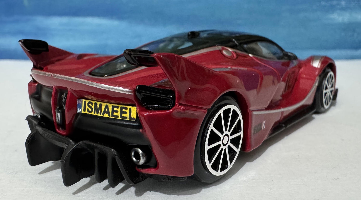 Ferrari FXX K 1:43 Scale Diecast | Custom Name Plate boys, girls, mom, dad, uncle, sister| Personalized Gift for Car Lovers & Collectors