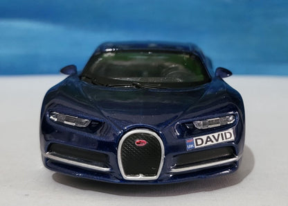 Bugatti Chiron Blue 1:43 Scale Toy Car Model – Custom Plates – Gift for Boy, Girl, Dad, Mom, Uncle, Grandad – Birthday or Christmas Present