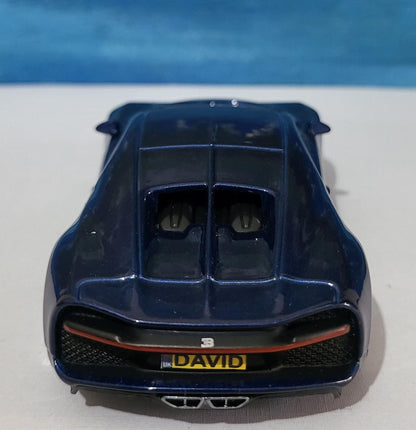 Bugatti Chiron Blue 1:43 Scale Toy Car Model – Custom Plates – Gift for Boy, Girl, Dad, Mom, Uncle, Grandad – Birthday or Christmas Present
