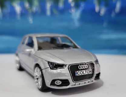Personalized Audi A1 Toy Car Model – 1:43 Scale – Custom Plates – Gift for Boy, Girl, Dad, Mom, Uncle, Grandad, Brother – Birthday Present