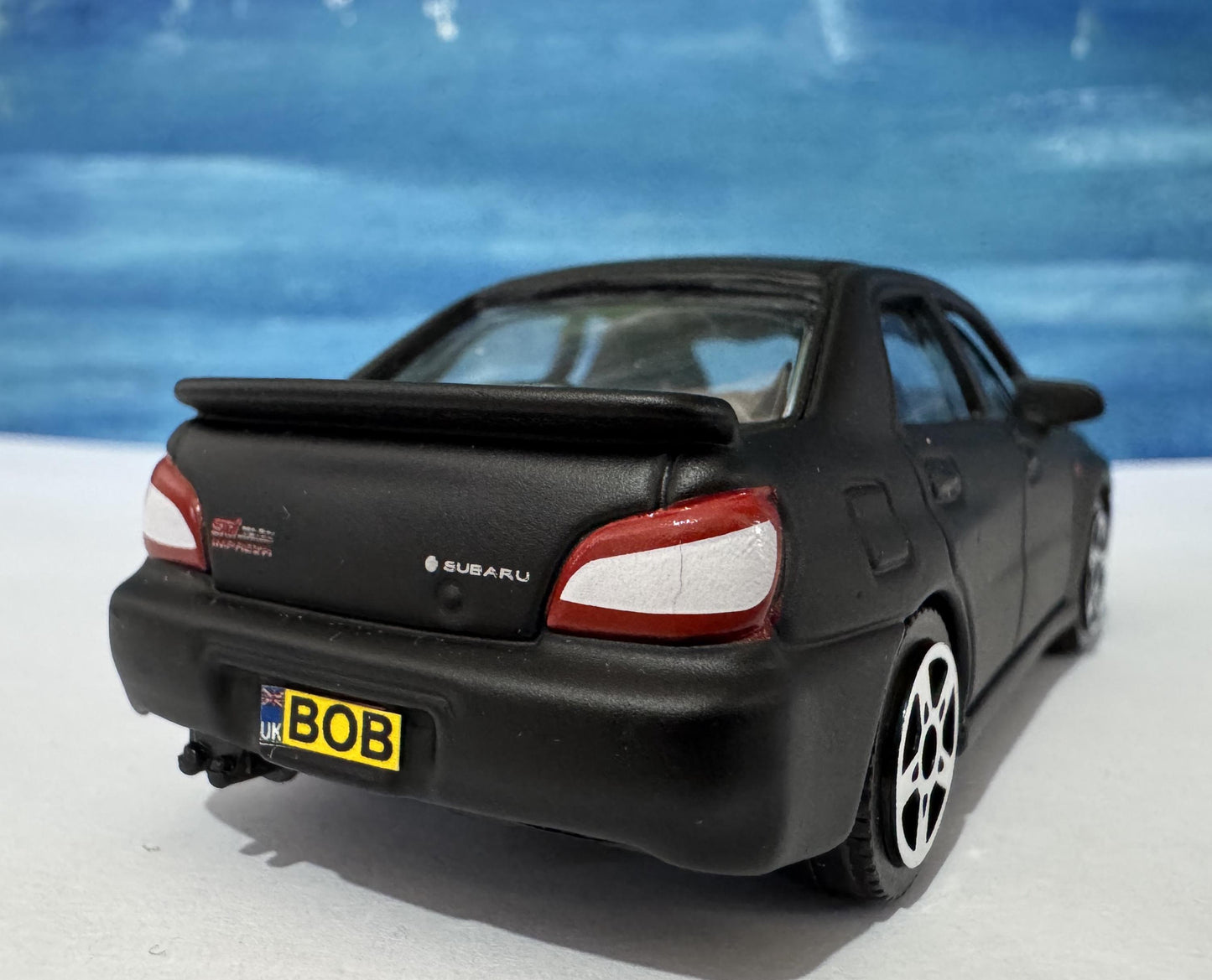 Subaru Impreza STI 1:43 Diecast Model – Matt Black, Licensed, NEW & Boxed – FREE Personalised Number Plate gift for boy girl, racing fan