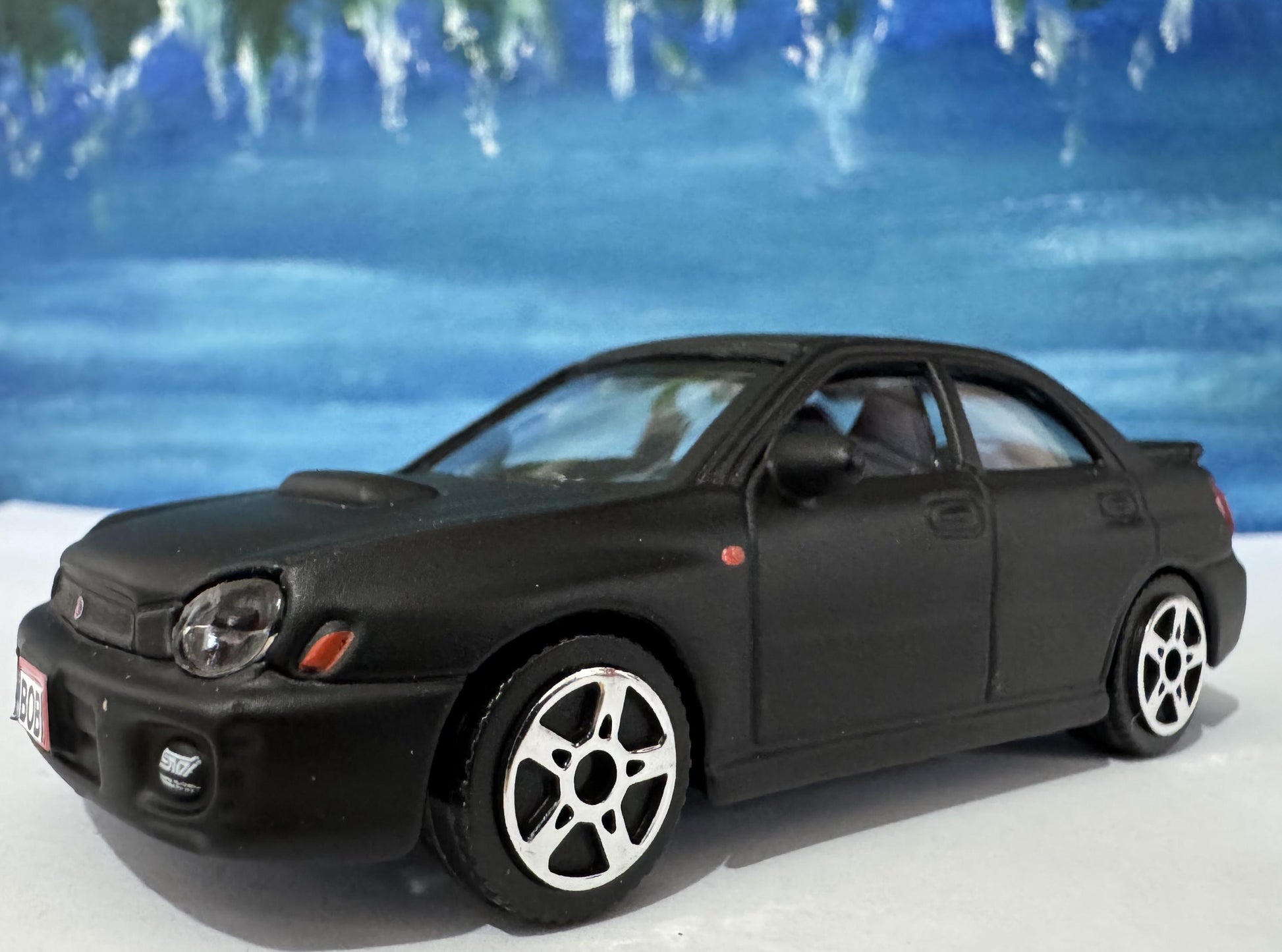 Subaru Impreza STI 1:43 Diecast Model – Matt Black, Licensed, NEW & Boxed – FREE Personalised Number Plate gift for boy girl, racing fan